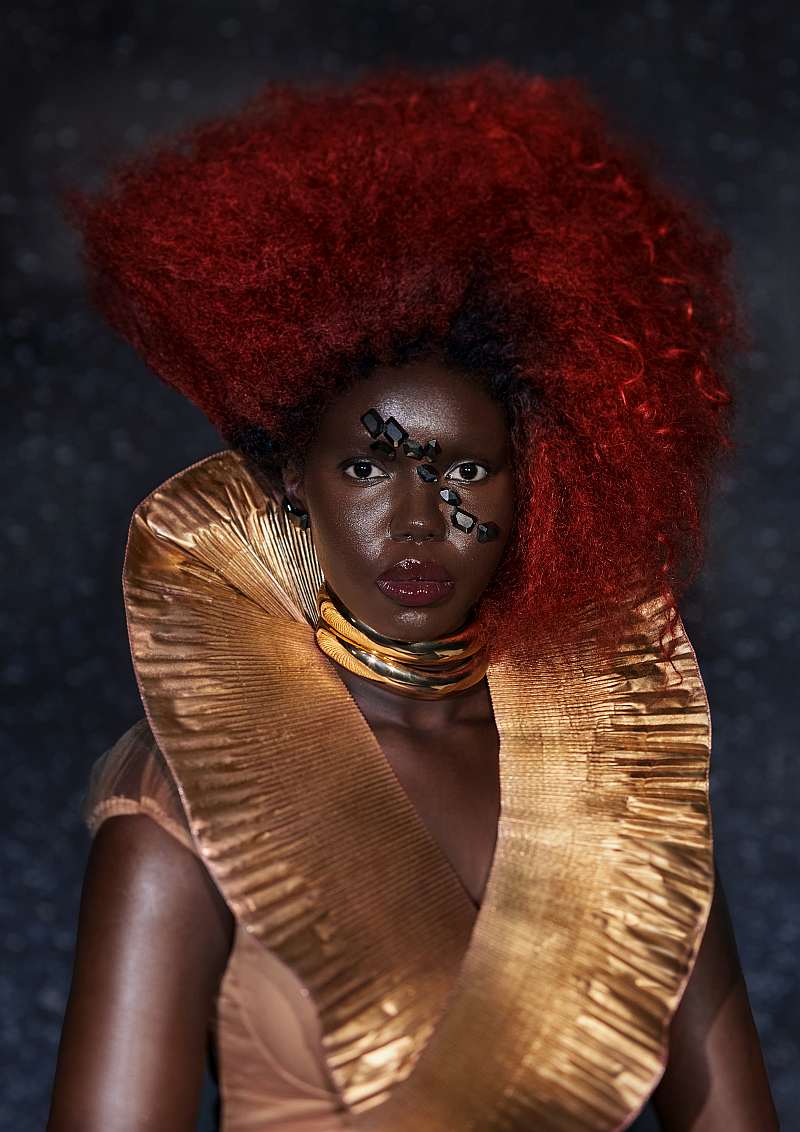 Red Textured Geometric Hair - Ann Marie Young - Celestial Collection